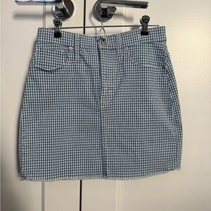Madewell Blue and White Gingham Mini Skirt